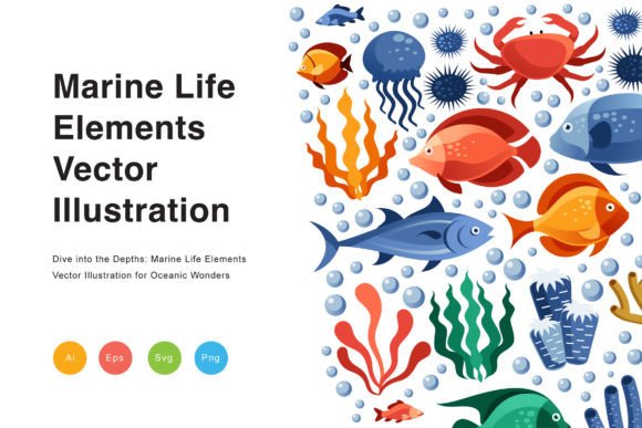 Download Marine Life Elements Vector Illustration - Premium Resources