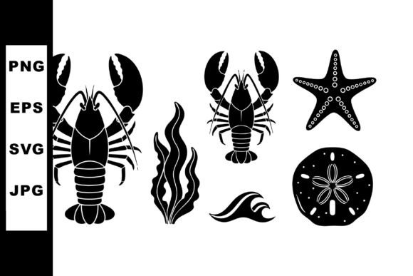 Download Lobster and Marine Life Black Silhouette - Premium Resources